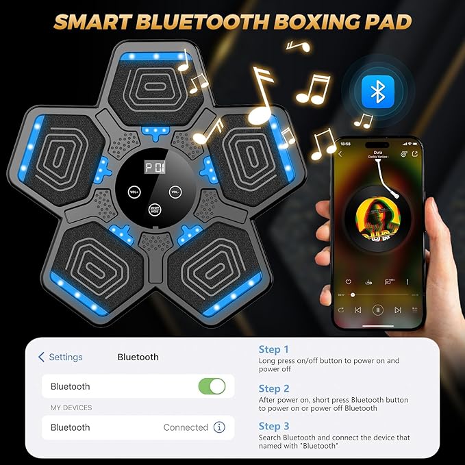 2026 Music Boxing Machine for Adults and Kids, Smart Bluetooth Boxing Training Equipment with Gloves Wall Mounted, Workout Punching Machine for Home,Office and Gym