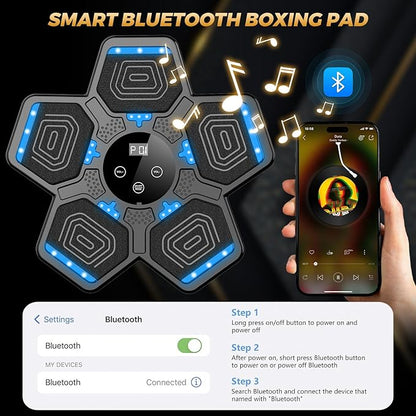 2026 Music Boxing Machine for Adults and Kids, Smart Bluetooth Boxing Training Equipment with Gloves Wall Mounted, Workout Punching Machine for Home,Office and Gym