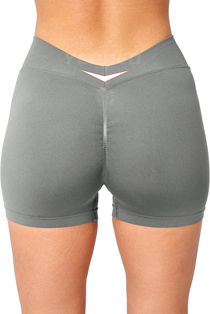 YEOREO Workout Scrunch Shorts Women V Back Gym Butt Lifting Liz High Waisted Seamless Shorts