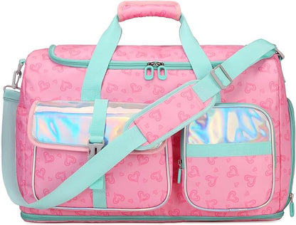 Women's Gym Bag Travel Duffel 40L Expandable 8L with Shoe Compartment Wet Pocket for Yoga Fitness Overnight Weekender Black, Pink