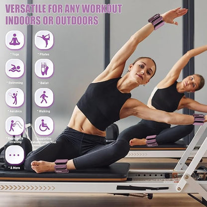 Wrist & Ankle Weights for Women and Men, 2lbs/4lbs Pairs Adjustable Silicone Weighted Bangles for Arm & Leg Workouts, Perfect for Pilates, Barre, Yoga, Walking & Home Fitness 24055