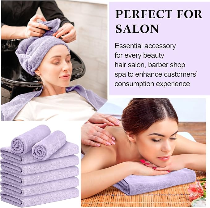36 Pcs Microfiber Gym Towel 16 x 28 in Bleach Proof Towels Absorbent Soft Sweat Towels Quick Dry Lightweight Towel for Hand Salon Bath Spa Hotel Pool Home Hair Care (Light Purple)