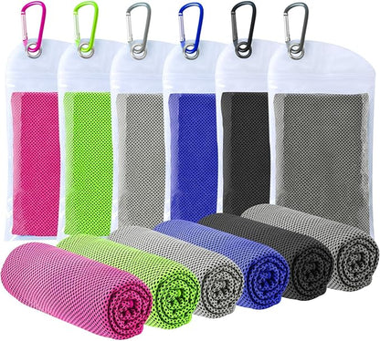 6 Packs Cooling Towel (40"x12"), Soft Breathable Chilly Towel, Ice Towel, Microfiber Towel for Yoga, Sport, Running, Gym, Camping, Fitness, Workout & More Activities