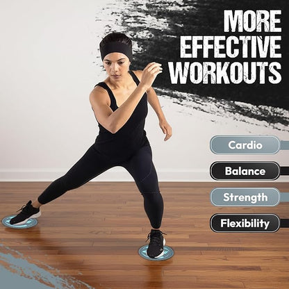 Gliding Discs for Working Out - Exercise Sliders for Carpet & Hardwood Floors 1 Pair, Authentic Workout Sliders Disc for Full Body Resistance Workout, Includes 4 Streaming Video Workouts