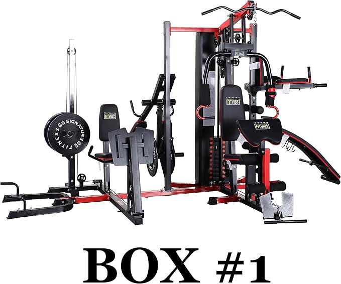 Fitvids Multifunctional Home Gym System Workout Station with Leg Extension and Preacher Curl, 122.5LB Weight Stack, Multiple Options, Multiple Packages