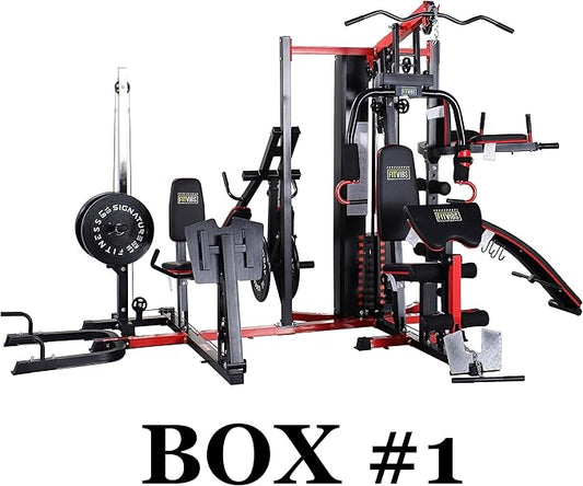 Fitvids Multifunctional Home Gym System Workout Station with Leg Extension and Preacher Curl, 122.5LB Weight Stack, Multiple Options, Multiple Packages