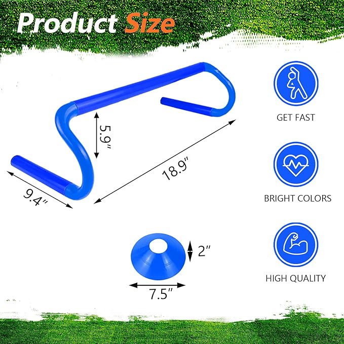 10 Pcs 6" Speed Agility Training Hurdles with 6 Marker Cone Durable Training Hurdle Agility Plyometric All Purpose Speed Hurdle Equipment for Athletes Soccer Basketball Football Practice