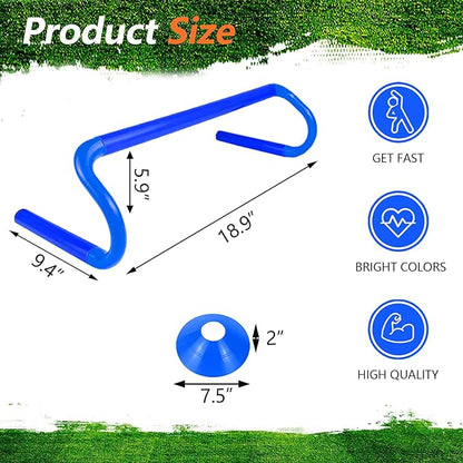 10 Pcs 6" Speed Agility Training Hurdles with 6 Marker Cone Durable Training Hurdle Agility Plyometric All Purpose Speed Hurdle Equipment for Athletes Soccer Basketball Football Practice
