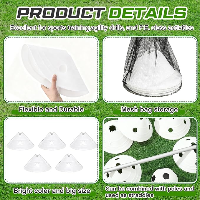 ShinyRelief Jumbo Disc Cones Jumbo Soccer Cones with Mesh Bag Giant Large Agility for Soccer Training Adult Sports