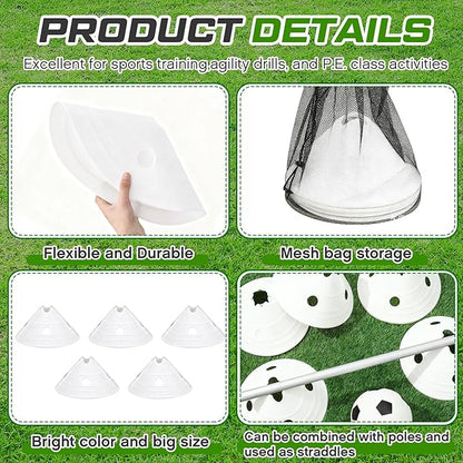 ShinyRelief Jumbo Disc Cones Jumbo Soccer Cones with Mesh Bag Giant Large Agility for Soccer Training Adult Sports