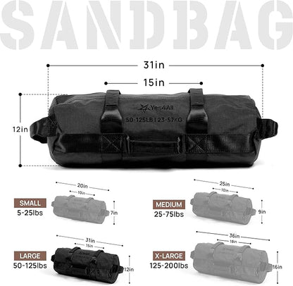 Yes4All Sandbags for Working Out, Adjustable Sand Bags for Weight Training with Handles, Multiple Colors & Sizes 5-200lbs