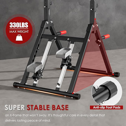 Power Tower Pull Up Station, soges Foldable Pull Up Bar Dip Station with Stair Stepper, Adjustable Free Standing Strength Training Equipment for Home Gym, Multi-Function Workout Tower
