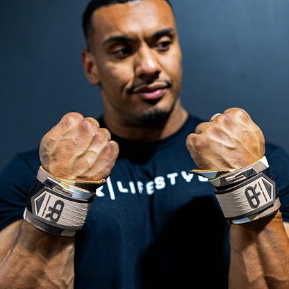 Heavy Duty Premium Wrist Wraps, More Elasticity, Reinforced Stitching, Extra Wide Strap, Strong Thumb Loop, Larry Wheels Weightlifting Wraps
