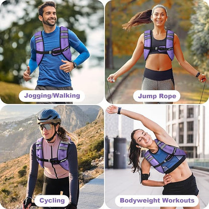 Weighted Vest Woman 5lb/8lb/10lb/12lb/15lb/20lb/25lb/30lb Weight Vest for Women Men, Rucking Vests with Reflective Stripe for Running Workout Walking Strength Training Weight Loss Fitness Weightlifting