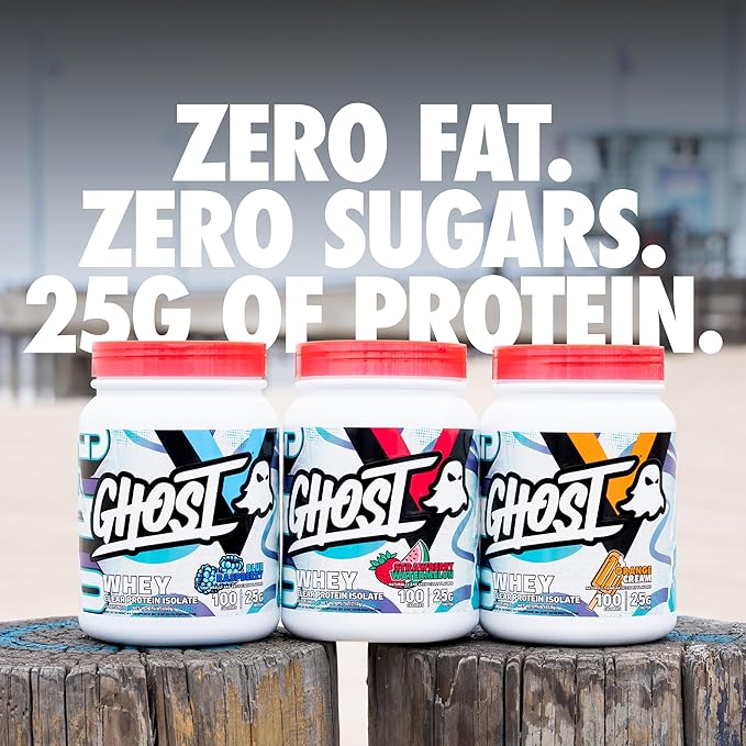GHOST Clear Whey Isolate Protein Powder, Strawberry Watermelon - 1.57 LB Tub, 25G of Whey Protein - Post Workout Drink for Muscle Gain & Recovery – Sugar Free, Soy Free & Zero Fat, 20 Servings
