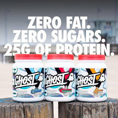 GHOST Clear Whey Isolate Protein Powder, Blue Raspberry - 1.4 LB Tub, 25G of Whey Protein - Post Workout Drink for Muscle Gain & Recovery – Sugar Free, Soy Free & Zero Fat, 20 Servings