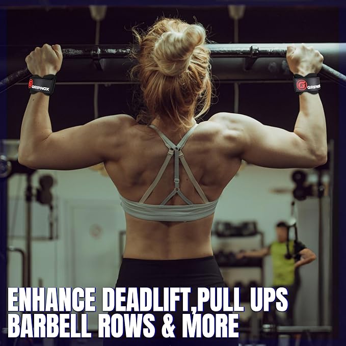 Premium Weight Lifting Grips & Straps for Deadlifts & Powerlifting – Anti-Slip Leather and Rubber Grip with Padded Wrist Wrap Support –