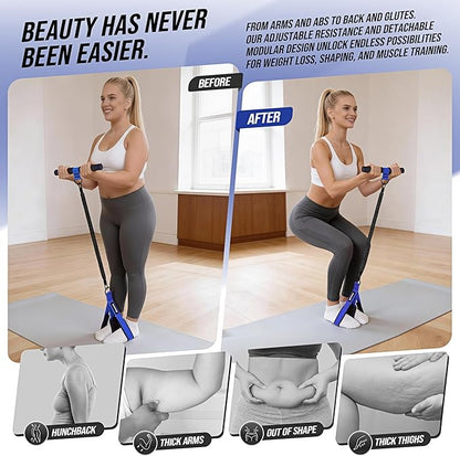 Adjustable Pedal Resistance Band with Handle, 60LBS Exercise Resistance Bands for Full Body Training | Sit Up Exercise Equipment for Core, Abs, Legs, Glutes, Arms, Pilates, and Yoga at Home Gym