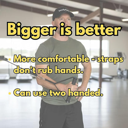 Extra Wide Cable Attachment Handles (Pair) – Heavy Duty Non-Slip Ergonomic D-Handles for Gym Pulley Systems, Resistance Bands, & Suspension Trainers