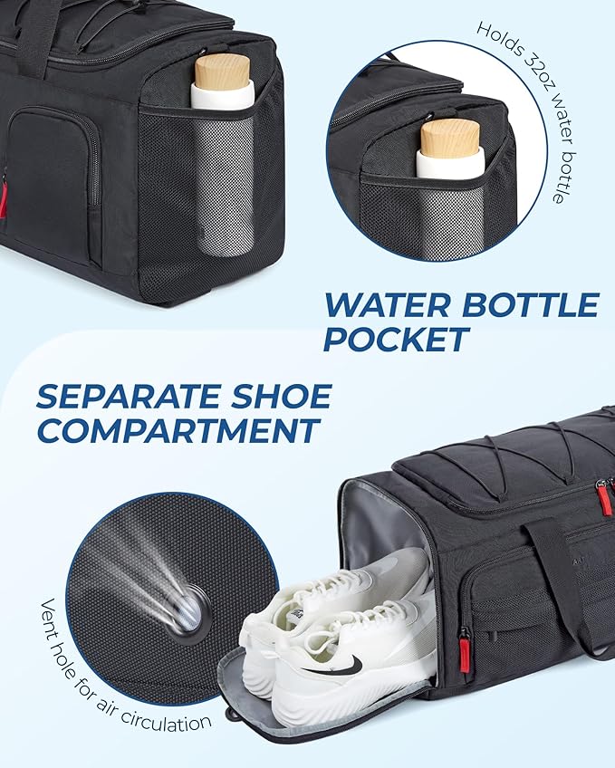 BAGSMART Gym Bag for Women & Men, Sports Travel Duffel Backpack with Shoe Compartment Laptop Compartment, Water Resistant Carry On Weekender Bag for Airplane