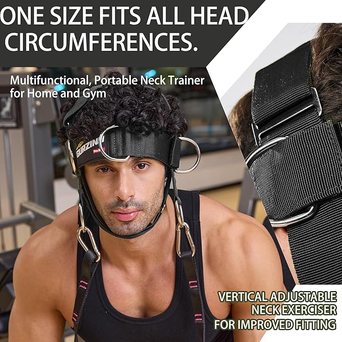 【GurZinn】 Neck Harness Trainer - Adjustable 40" (100cm) Heavy Duty Rope & Neoprene Padding | Improve Neck Strength & Reduce Neck Pain | Gym & Home Use