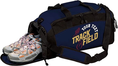 Custom Track Bag Personalized – Track and Field Duffel Bag with Name – Track Team Gear Bag for Athletes, Running Spike Shoe Compartment, Boys Girls Practice & Meet Sports Bag