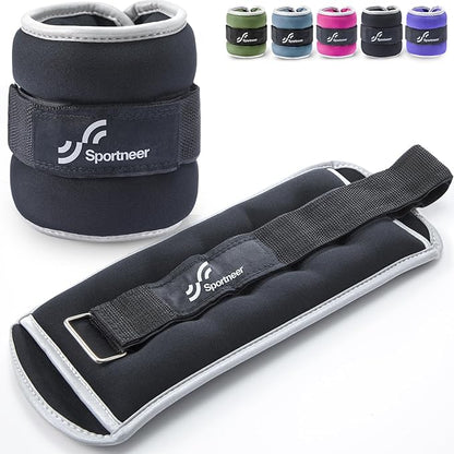 Sportneer Ankle Weights Wrist Weights Pair of 1/2/4/6/10 LBS for Men Women Kids Strength Training Wrist and Ankle Weights Set with Reflective Strips for Dancing Running Walking Fitness Workout Gym