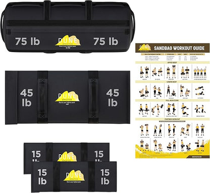 Sandbags for Working Out (Unfilled) - Enhance Your Fitness with Our Workout Sandbag, Versatile & Durable Sand Bags for Weight Training 15-75 lbs - Sandbags for Fitness Guide Included