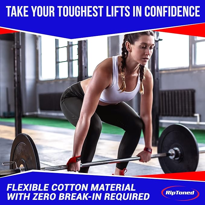 Rip Toned Performance Wrist Straps for Weightlifting – 23" Padded Lifting Straps for Men & Women – Cotton Gym Straps for Deadlifts, Strength Training, Bodybuilding & Powerlifting