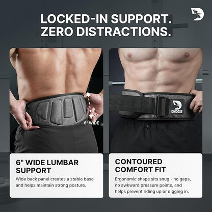 DMoose Fitness Weight Lifting Belt for Squats, Deadlift & Intense Workout - 6" Adjustable Fit Auto Lock Weightlifting Belt for Men & Women - Neoprene Gym Belts for Stability & Lumbar Back Support
