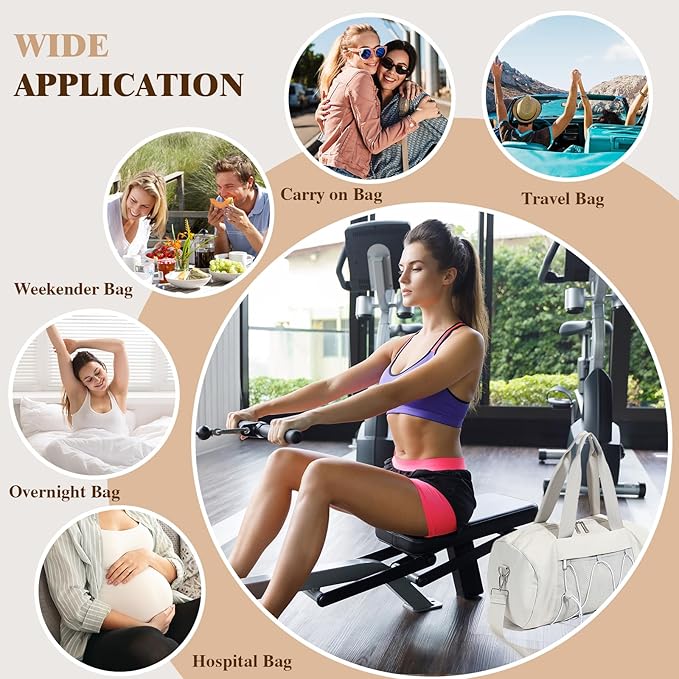 Small Gym Bag for Women, Travel Duffle Bag Carry On Weekender Bag with Shoe Compartment Overnight Gym Tote Personal Item Bag for Men