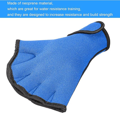 Sumind 2 Pairs Swimming Gloves Aquatic Training Gloves Neoprene Mittens Webbed Fitness Water Aerobics Resistance Training for Women Men Swimming Diving(Large,Blue)