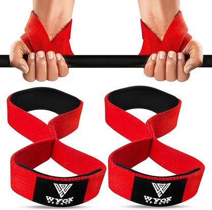 WYOX Figure 8 Weight Lifting Straps for Weightlifting Heavy Duty Deadlifting Workout Straps | Wrist Wraps Gym Equipment Gear Men Women PAIR