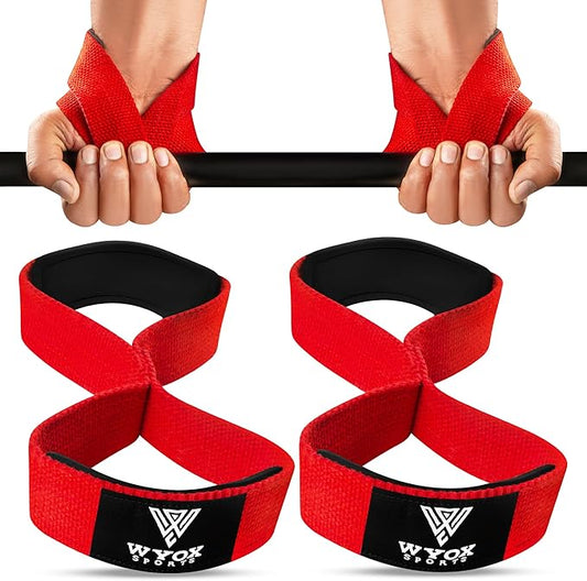 WYOX Figure 8 Weight Lifting Straps for Weightlifting Heavy Duty Deadlifting Workout Straps | Wrist Wraps Gym Equipment Gear Men Women PAIR