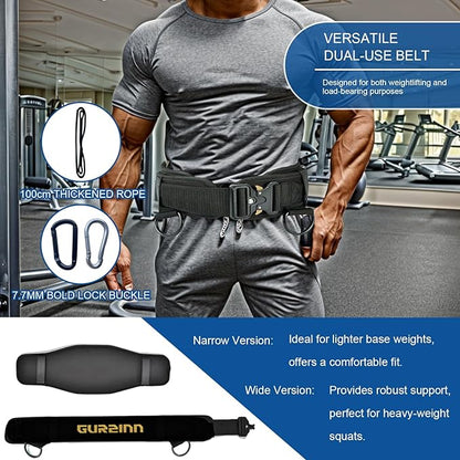 Weight Lifting Belt Gym Fitness with Quick Locking, Dip Belt with rope, Weighted Pull Up Belt for Gym Fitness Powerlifting Squat