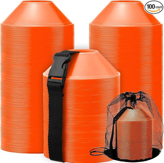 Hanaive 100 Pieces Mini Soccer Cones for Sport Drills 5 Inch Agility Disc Cones with Accessories for Kids Football Training