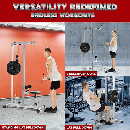 Yes4All LAT Pull Down Machines, LAT Row Cable Machine, LAT Tower with Additional Pulley Cable, High & Low Pulley Stations