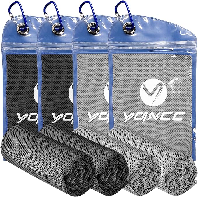 YQXCC Cooling Towels | 4 Pack 40"x12" | Cool Cold for Neck | Microfiber Soft Breathable Chilly | for Yoga, Golf, Gym, Camping, Running, Workout & More Activities