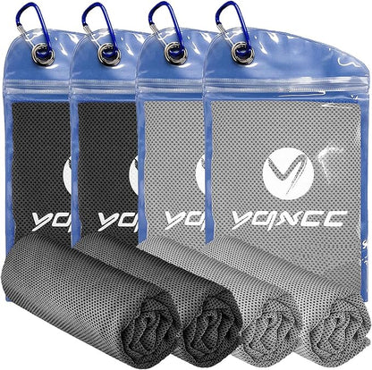 YQXCC Cooling Towels | 4 Pack 40"x12" | Cool Cold for Neck | Microfiber Soft Breathable Chilly | for Yoga, Golf, Gym, Camping, Running, Workout & More Activities