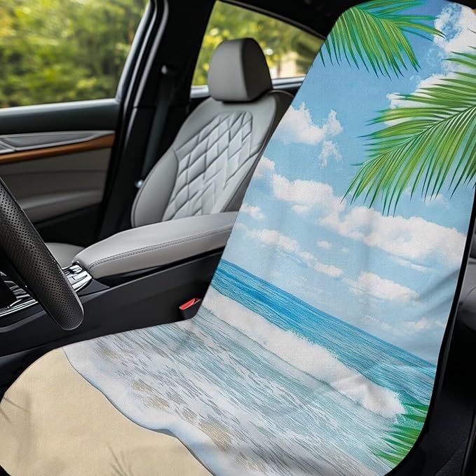 Bulopur Hawaiian Car Seat Towel Cover Absorbent Soft Palm Tree Beach Towel Car Seat Covers Front Seats Running Post Workout Sweatproof Yoga Towels Blanket