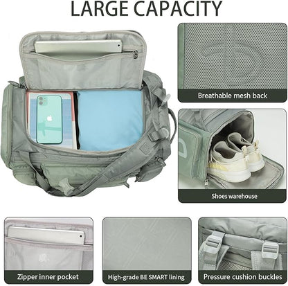 BE SMART 2 in 1 Convertible Gym Duffel Bags with Shoes Compartment-32L Waterproof Extra Large Workout Backpack for Gym Women, Heavy Duty Sports Duffle Backpacks for Travel, Hiking, Camping, Carry on