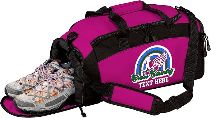 Personalized Cross Country Duffel Bag – Custom Name Team Logo XC Gym Travel Bag for Runners – Lightweight Athletic Sports Gear Bag for Boys & Girls