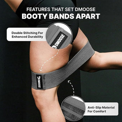 DMoose Fitness Fabric Resistance Bands for Full Body Exercises - Non-Slip Thick Cloth Stretch Band for Squats, Lunges & Bicep Curls - Long Resistance Bands for Working Out - Booty Band for Men & Women