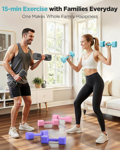 FEIERDUN 5-in-1 Adjustable Dumbbell Set of 2, 12LBS/20LBS Hand Weights for Women, Men, 1s-Adjust Dual-Stable Dumbbell Set for Women Home Gym & Outdoor