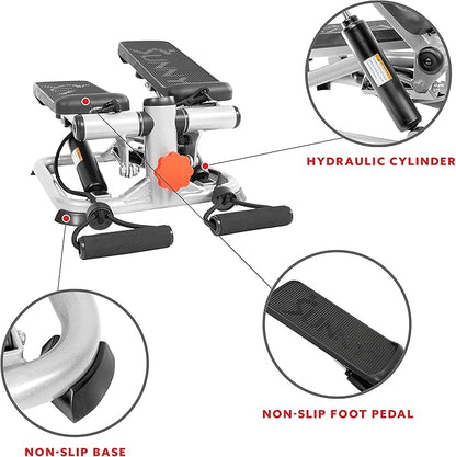 Sunny Health & Fitness Mini Steppers for Exercise at Home, Stair Step Workout Machine, Full Body Cardio Equipment, with Optional Free SunnyFit App Connection and Resistance Band
