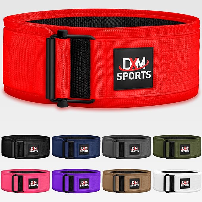 DXM SPORTS Self-Locking Weight Lifting Belt - Men Women Gym Fitness Strength Training, Bodybuilding Powerlifting Weightlifting Workout, Deadlift Squat, Pro Exercise Belt