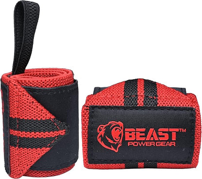 Beast Power Gear Wrist Wraps for Weightlifting 18” Premium Quality Wrist Support for Bodybuilding Heavy Duty Thumb Loop Powerlifting, Strength Training for Men and Women