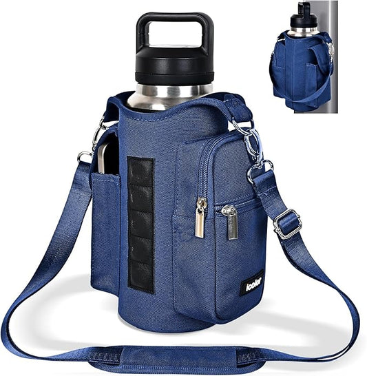 icolor Magnetic Gym Bag Water Bottle Carrier Holder with Phone Pockets & Shoulder Strap,Gym Magnetic Bag 5 Built-in Magnets Gym Accessories Organizer Sling Bottle Bag Pouch Sleeve
