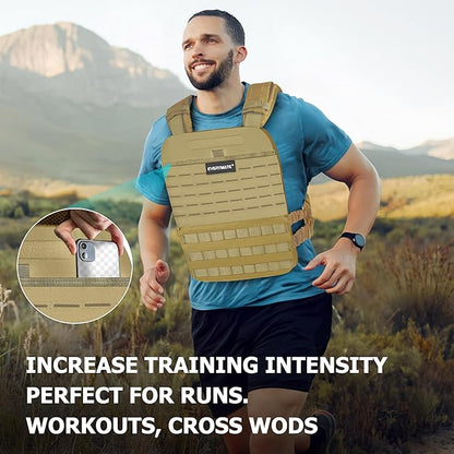 EVERYMATE Weighted Vest Men, Adjustable Weighted Vest Workout Vest for Strength Training Adjustable Strength and Endurance Training Fitness Tactical Running
