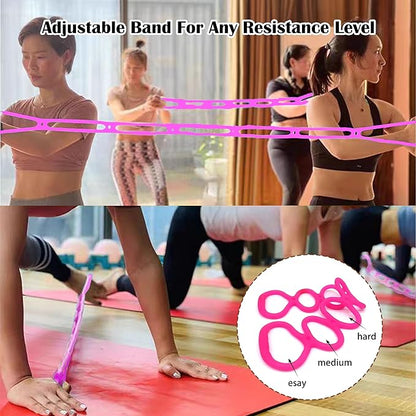 7 Ring Adjustable Loop Resistance Bands for Working Out Walk at Home，Workout Bands Exercise Stretch Band for Women&Men Fitness, Yoga, Pilates-Non-Slip, Durable Rubber, Home/Gym Use